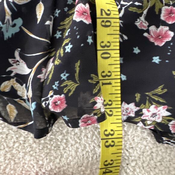 DESIGN LAB Dress Womens Medium Black Floral Chiffon Mini Retro Y2K Fairy Grunge - Picture 11 of 11